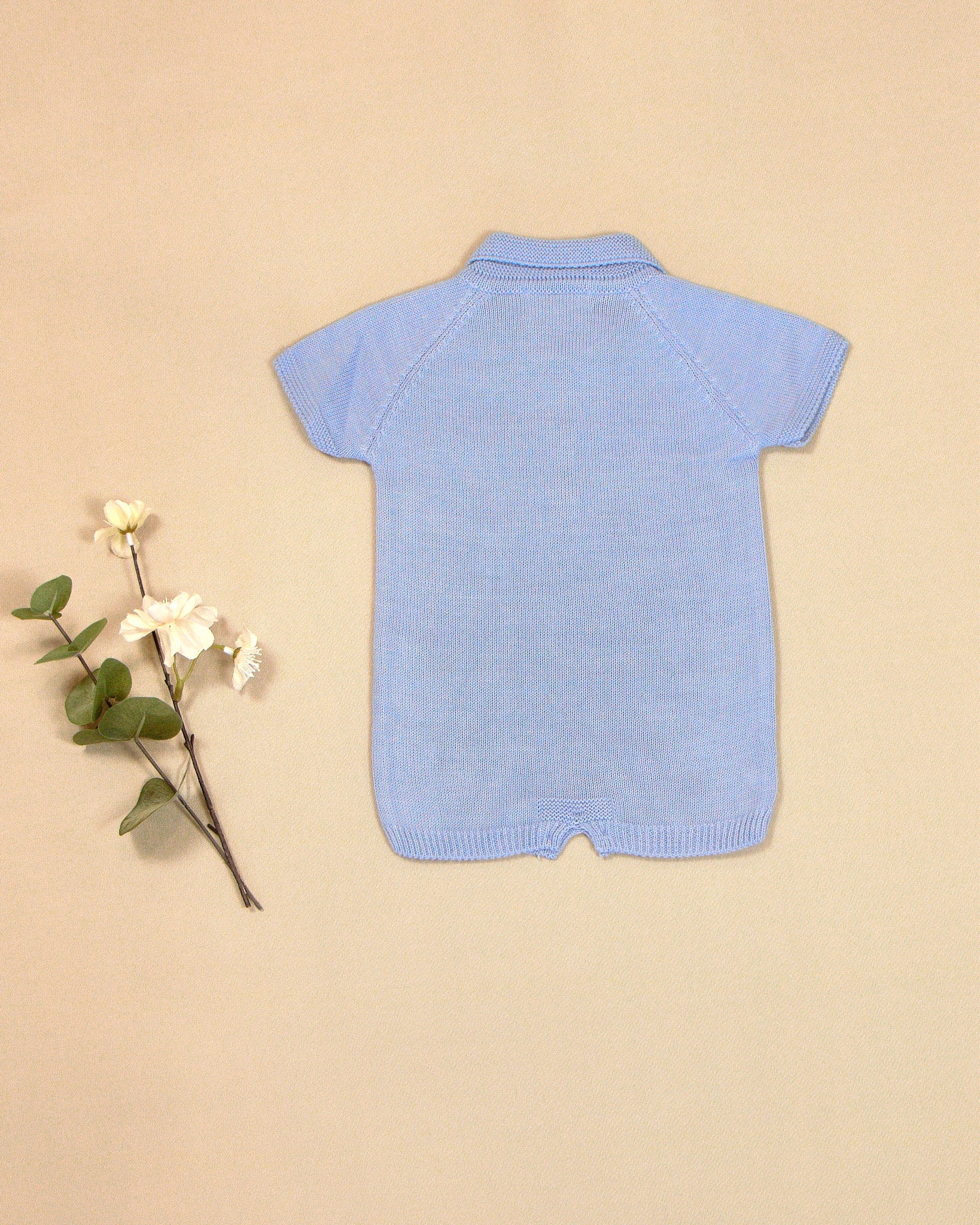 Ricardo Knit Romper with Polo Collar & Button Details