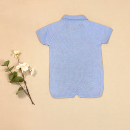Ricardo Knit Romper with Polo Collar & Button Details
