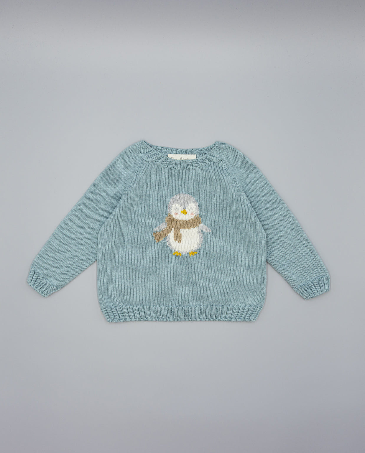 Holiday Sweater with Penguin Motif