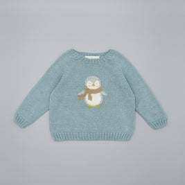 Holiday Sweater with Penguin Motif