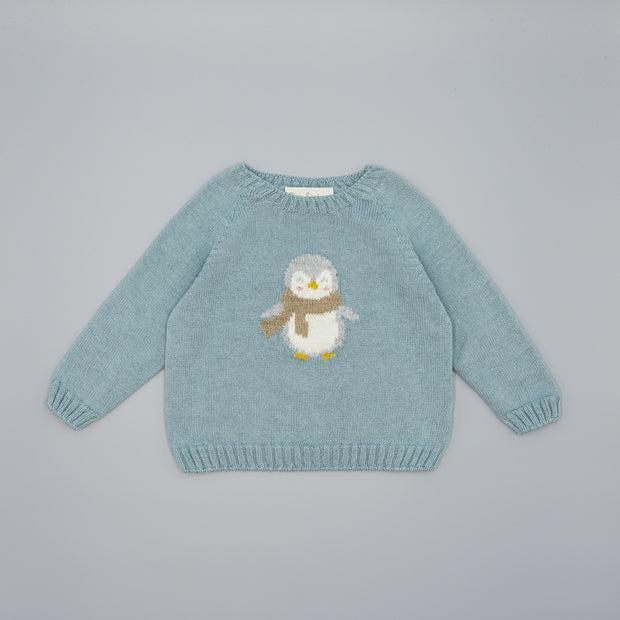 Holiday Sweater with Penguin Motif