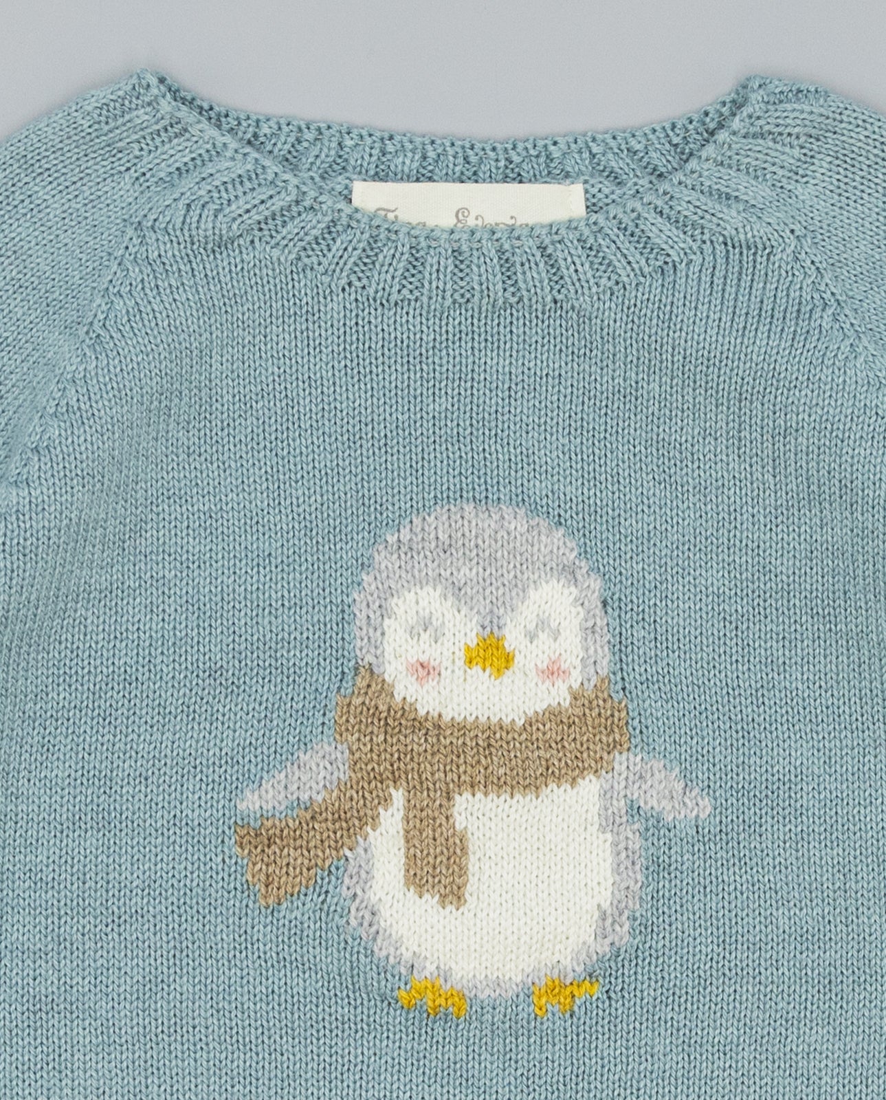 Holiday Sweater with Penguin Motif