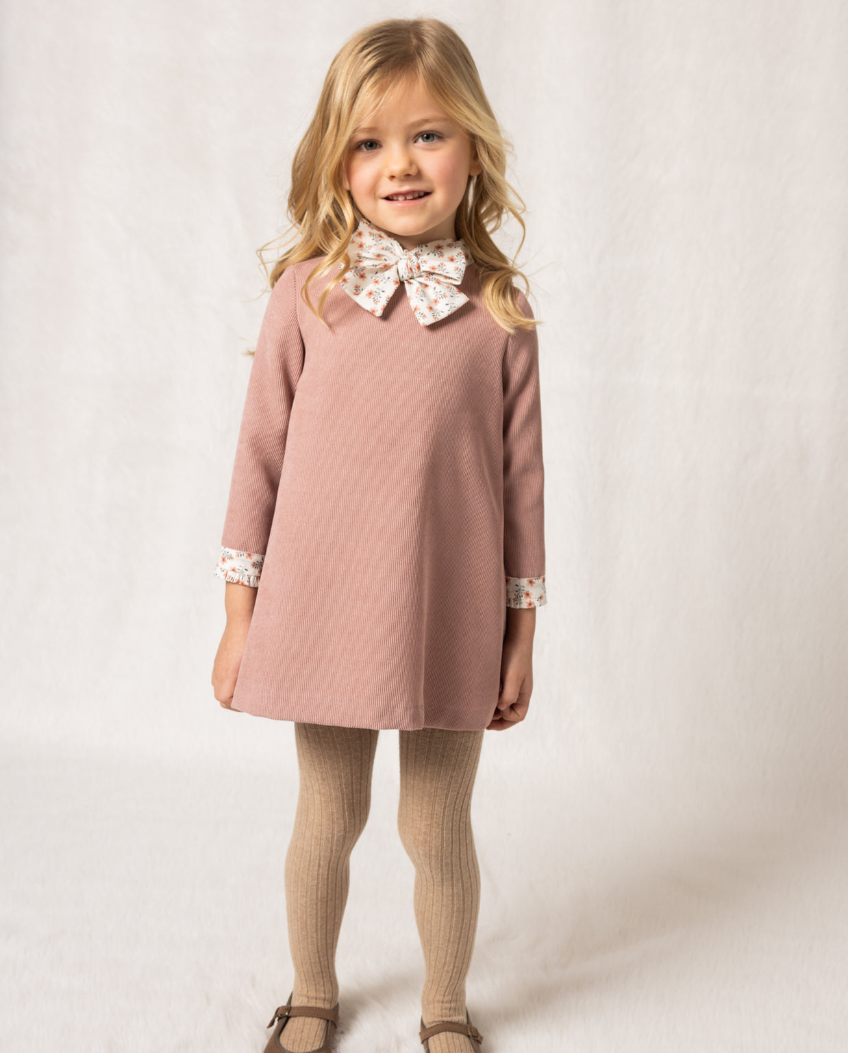 Blush Vintage Bow Collar Girls Dress