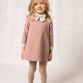Blush Vintage Bow Collar Girls Dress