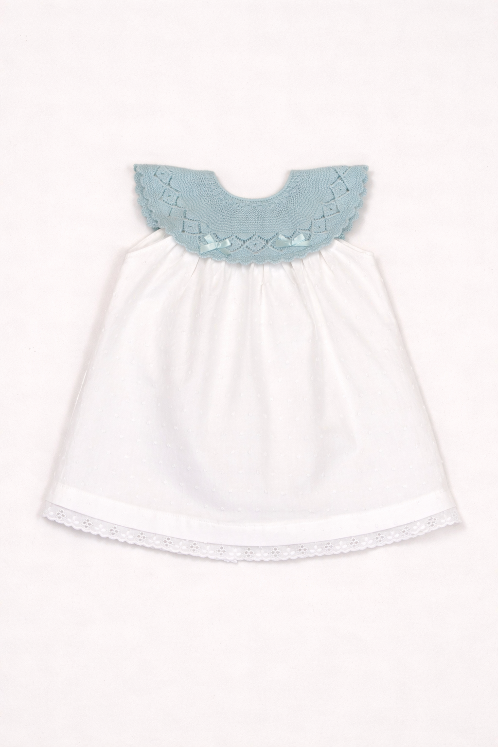 Patricia Dress with Knitted Scalloped Collar & Lace Trim