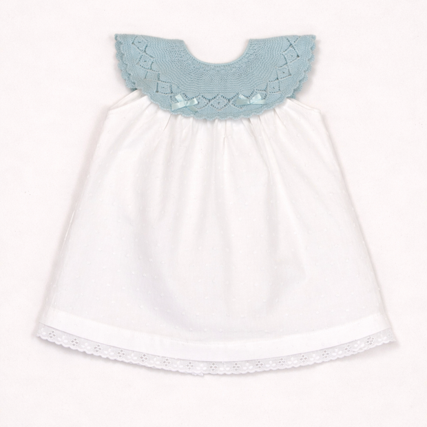 Patricia Dress with Knitted Scalloped Collar & Lace Trim