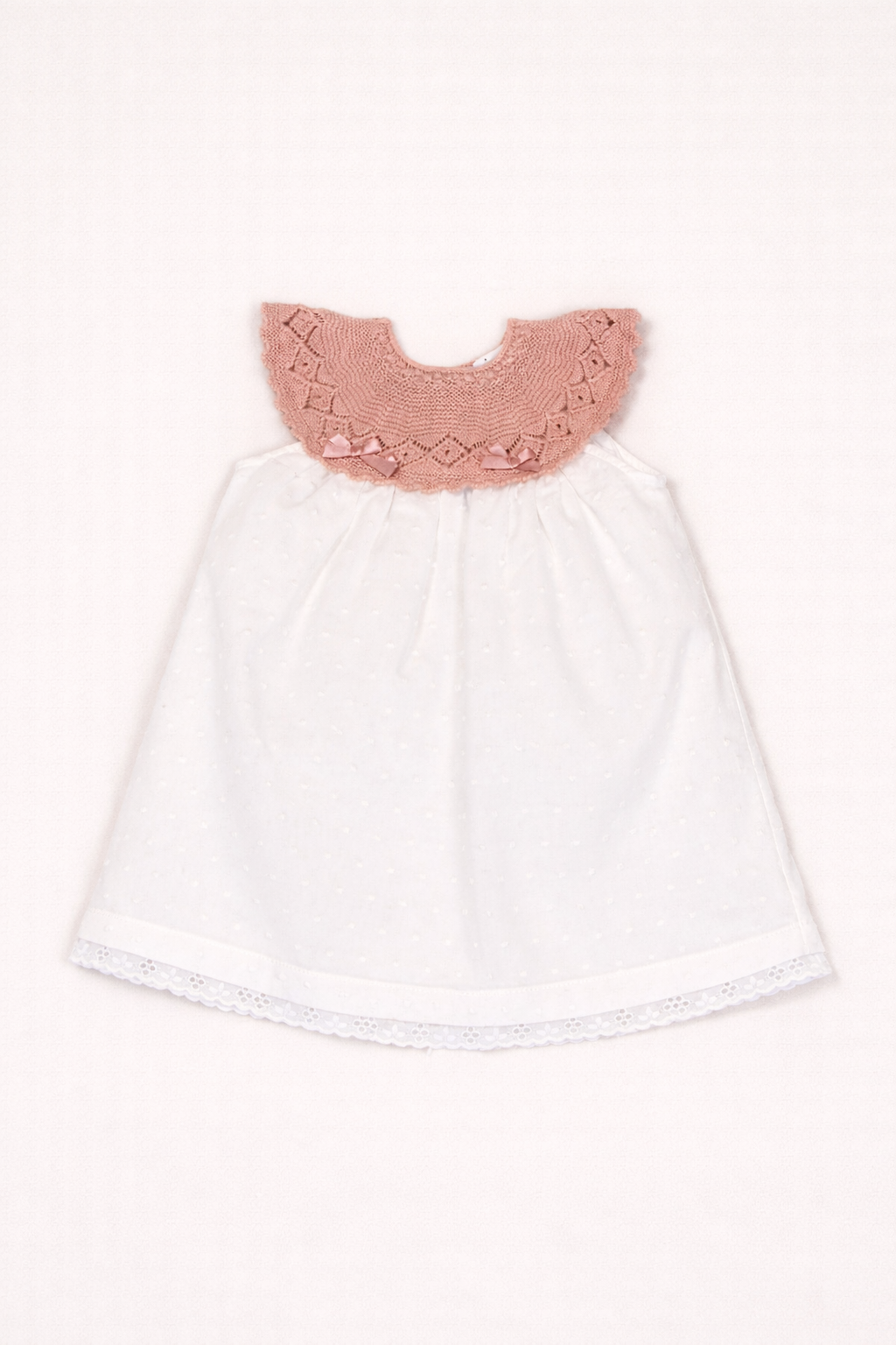 Patricia Dress with Knitted Scalloped Collar & Lace Trim