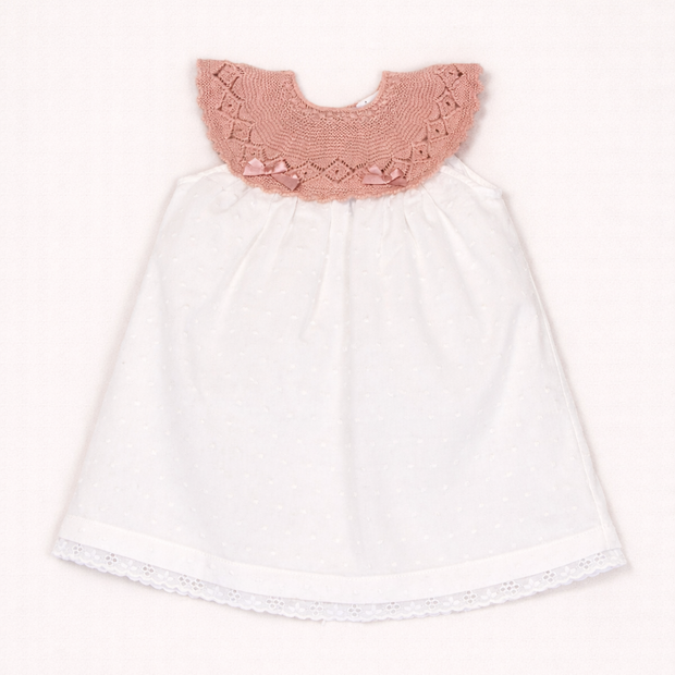 Patricia Dress with Knitted Scalloped Collar & Lace Trim