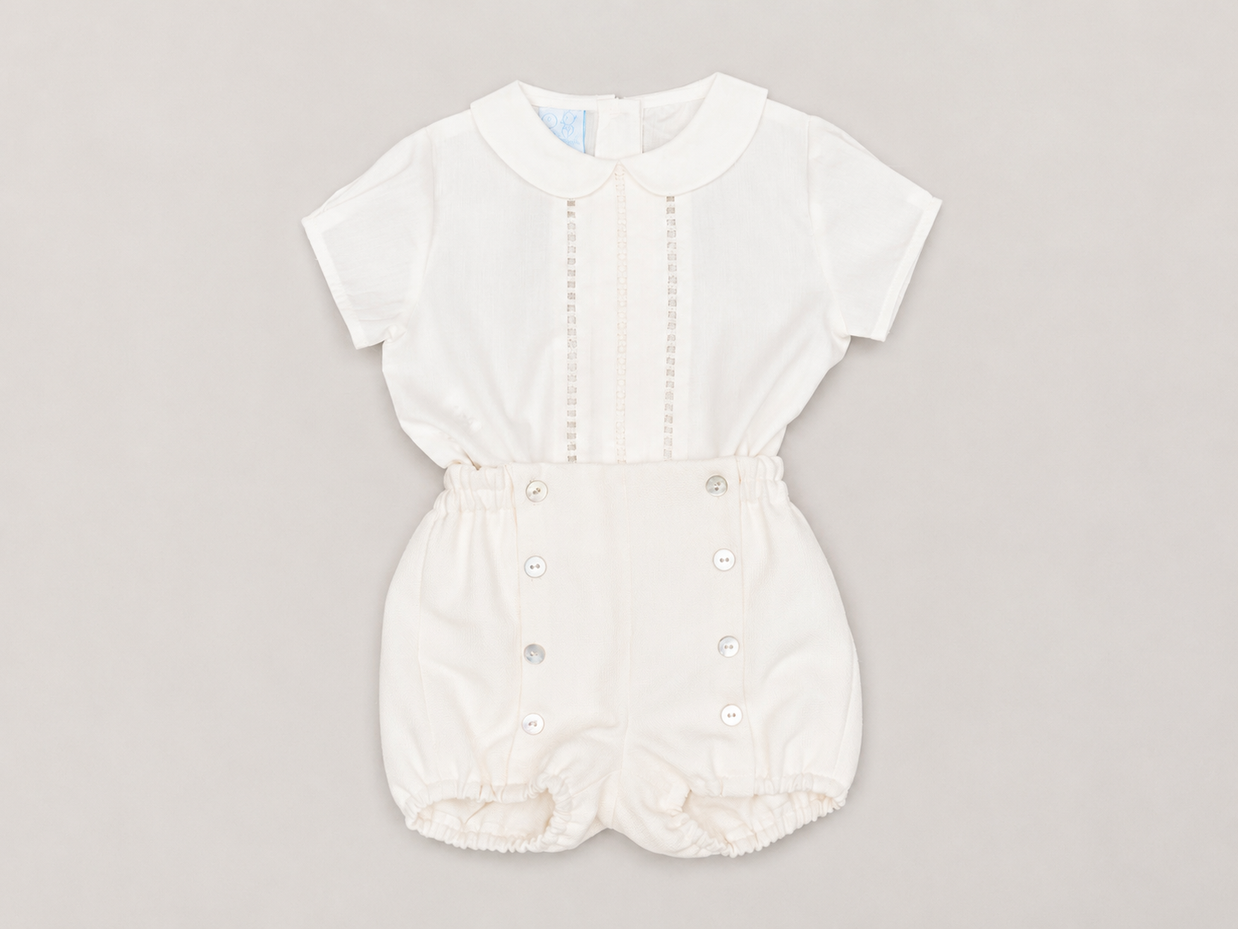 Peter Pan Collar Shirt & Gathered Bloomer Shorts