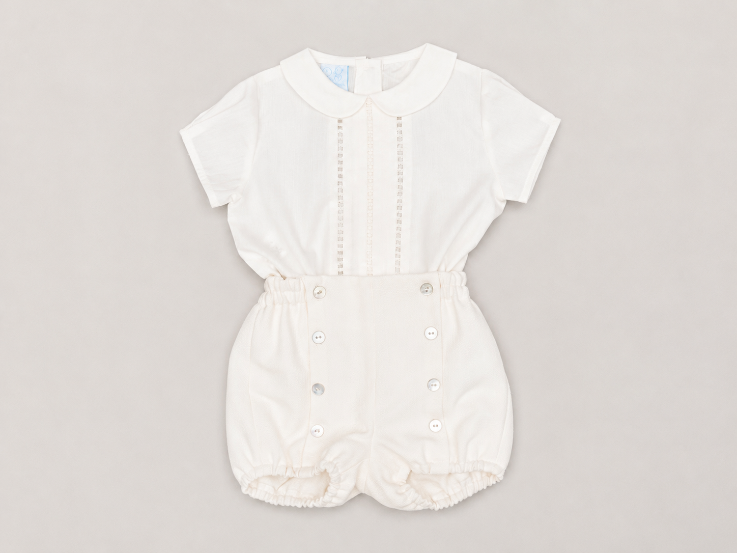 Peter Pan Collar Shirt & Gathered Bloomer Shorts