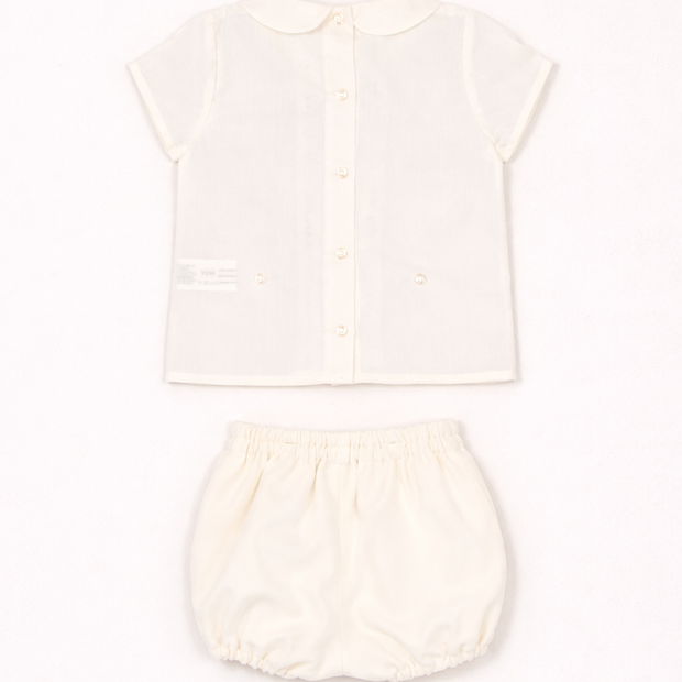 Peter Pan Collar Shirt & Gathered Bloomer Shorts