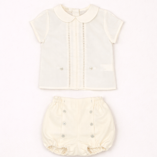Peter Pan Collar Shirt & Gathered Bloomer Shorts