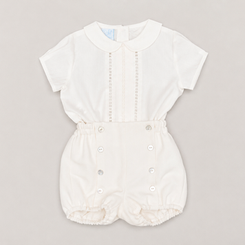 Peter Pan Collar Shirt & Gathered Bloomer Shorts