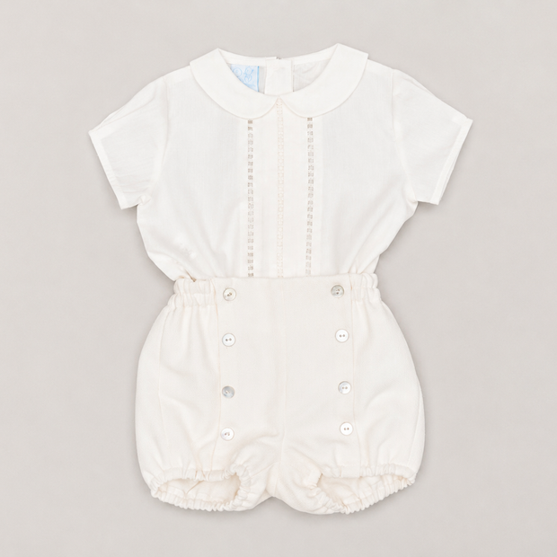 Peter Pan Collar Shirt & Gathered Bloomer Shorts
