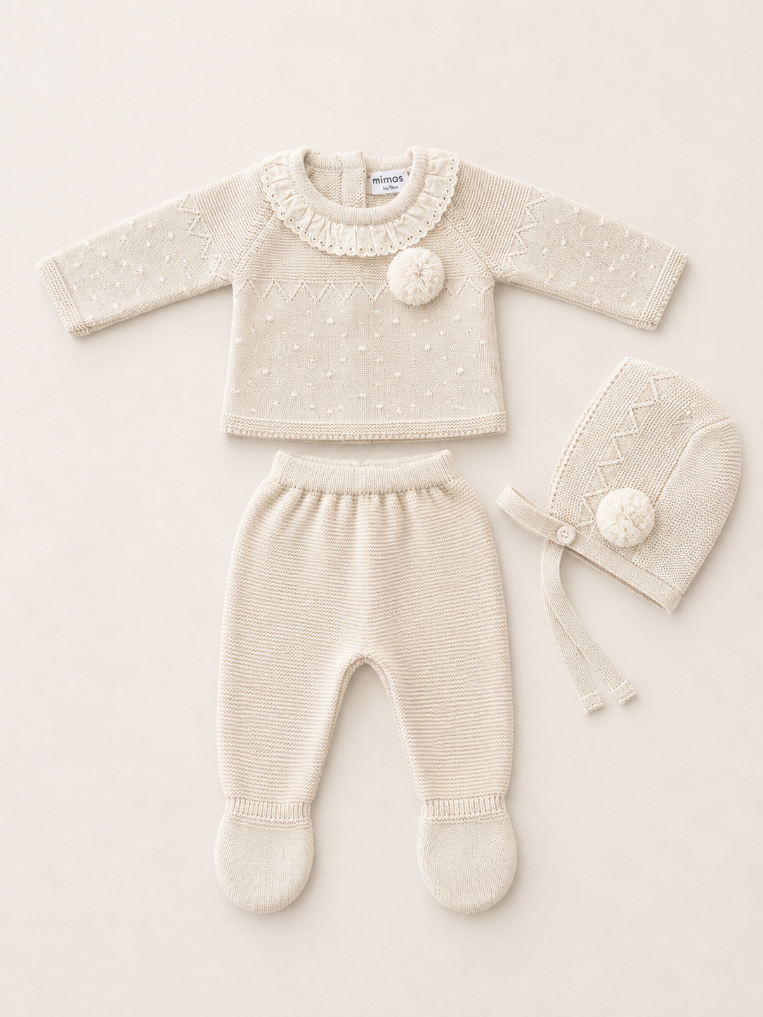 Baby 3 Piece Outfit with Pom Pom Detail