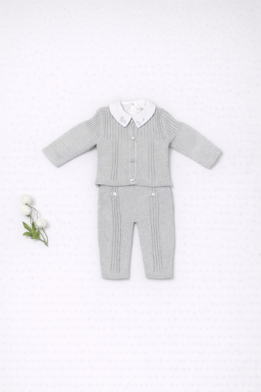 Rafael Knit Cardigan & Trousers with White Embroidered Shirt