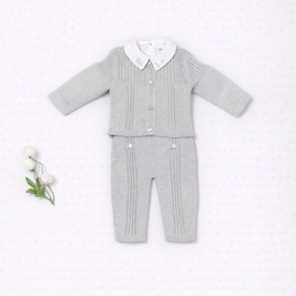 Rafael Knit Cardigan & Trousers with White Embroidered Shirt