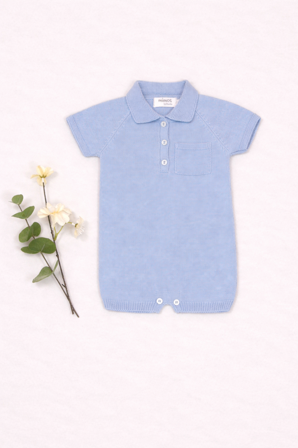 Ricardo Knit Romper with Polo Collar & Button Details