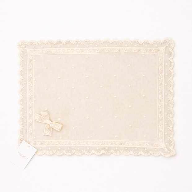 Baptismal Burp Towel with Lace Embroidered Details