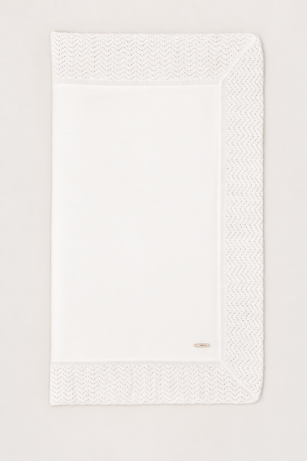 White Baptismal Blanket - Knit Border