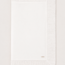 White Baptismal Blanket - Knit Border