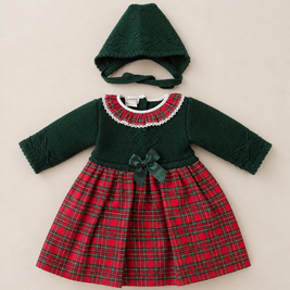 Holiday Dress with Bonnet