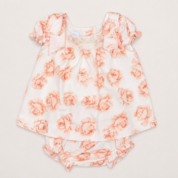 Valentina Floral Dress with Lace Neckline & Bloomers
