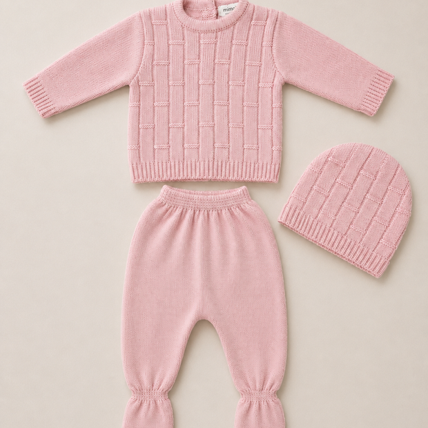 Baby Girl 3 Piece Outfit Cable Detail