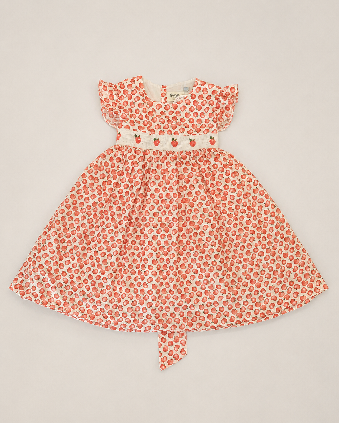 Girls Orange Print Smocked Dress