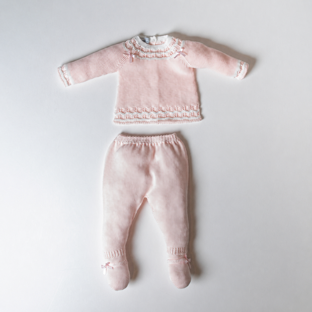 Knit sweater and footed pants set