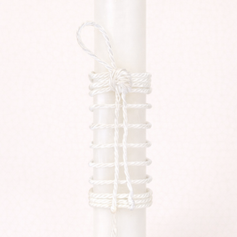 White Baptism Candle with Hand-Woven Cord